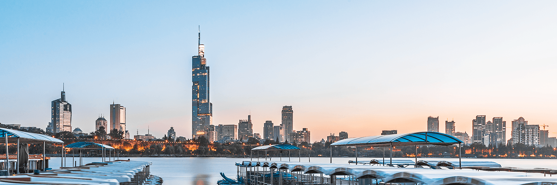 Nanjing skyline at dusk